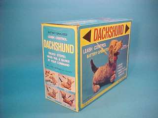 VINTAGE DACHSHUND DOG B/O LEASH CONTROL BOXED 1970s  