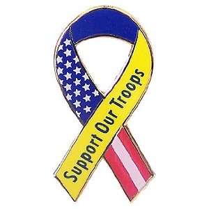  Support Our Troops Patriotic Ribbon Pin 
