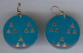 This pair of signed Laurel Burch HIMALAYA blue enamel earrings 