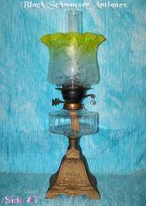 1800’s English Oil/Kerosene Parlor Lamp w/Yellow Frost  