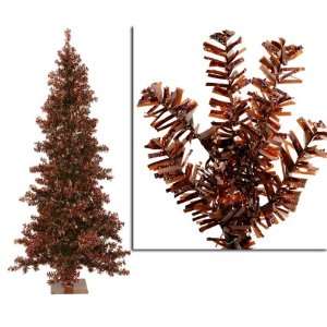   Mocha Brown Wide Cut Laser Tinsel Artificial Christmas Tree   Unlit