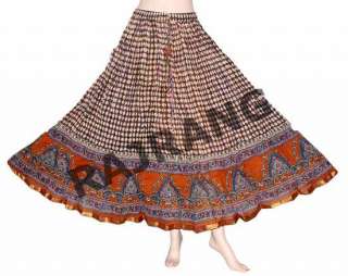   Lot 5 Boho Bohemian Cotton Long Skirt Indian Block Printed Diwali Gift