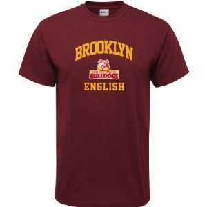 Brooklyn College Bulldogs Maroon English Arch T Shirt