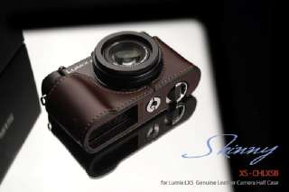 New Gariz Dark Brown Leather Case With Gun Shot Strap for Panasonic 
