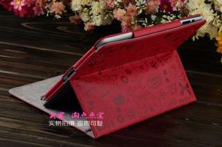 Cute Red Leather Smart Case Cover W/ Stand For iPad 2 Brand New  