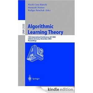 Algorithmic Learning Theory: 13th International Conference, ALT 2002 