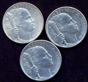 ITALY COINS 5 LIRETA ALUMINIU 1948/1949/1950 XF UNC  