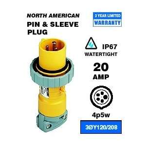   520P9W Pin & Sleeve Plug 20 Amp 120/208 Volt 3PY 4P 5W NA Rated   Blue
