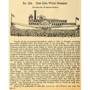  1890 Ad No. 324 Slide Wheel Steamer Ship Water Witch 
