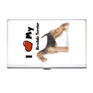   Love My Airedale Terrier Business Card Holder Case: Office Products