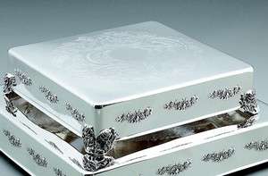 14 SILVER Wedding Cake SQUARE TABLEAU/STAND NEW  