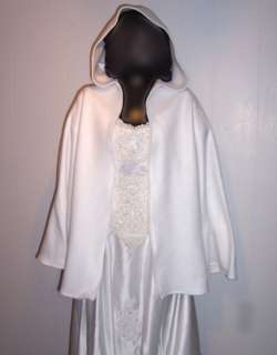 White Wedding Cape Warm polar fleece Bridal Cloak 32  