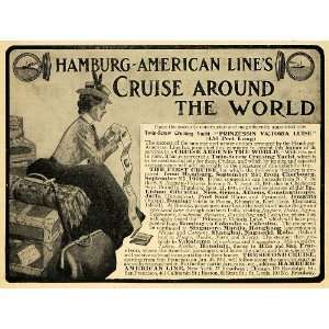 1900 Ad Hamburg American Line Cruise Yacht Twin Screw   Original Print 