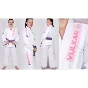  Vulkan Pro Light BJJ Gi White with Pink Patches Sports 