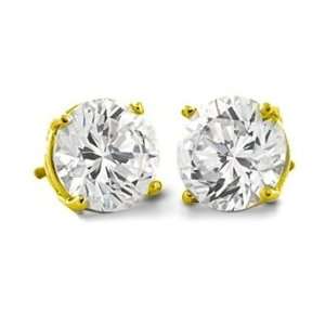   VS Round Diamond 14K Gold Stud Earrings (Clarity Enhanced): Jewelry