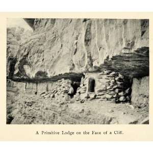  1906 Print Primitive Lodge Cliff Mountains Great Plains America 
