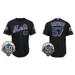  New York Mets Authentic MLB Jerseys #57 SANTANA BLACK Cool 