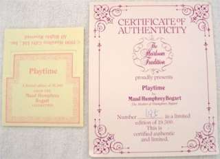 1990 Maud Humphrey Bogart Playtime Ltd. Edit. Cert. MIB  