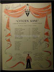   Orson Welles Citizen Kane Ruth Warrick Agnes Moorehead Signed  