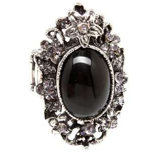  Victorian Gothic chunky black flower design ring 