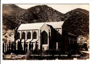 St Patricks Church School Bisbee AZ Real Photo Postcard  