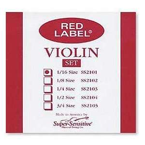  Super Sensitive Red Label 1/16 Violin String Set   Medium 