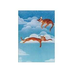 Cat Clouds Whimsical Fantasy Art Magnet by Leslie Newcomer:  