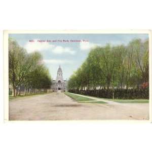 1920s Vintage Postcard Capitol Avenue and City Park Cheyenne Wyoming