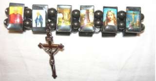 MAGNETIC ROSARY NECKLACE AND BRACELET SET saints cross chain christian 