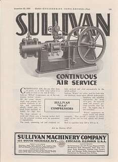 1920 Sullivan Machinery Chicago Ad: WA 6 Air Compressor  