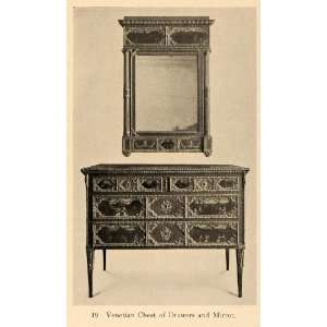  1919 Print Venetian Chest Drawers Mirror Antique Wood 