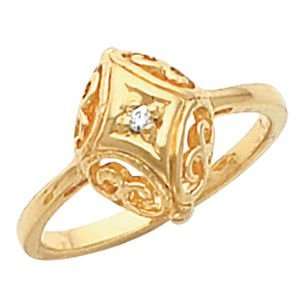   Gold Vintage Style Domed Filigree .02ct Diamond Ring, Sz 4: Jewelry