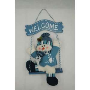  Trim a Home 14in Welcome Stuffed Snowman on Swing Sign 