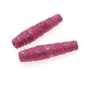  Batik Beauties Fabric Beads Fuchsia w/ Pink Metallic 