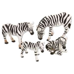  Eco Dome Zebra Family Realistic 4 piece Animal Figure Set 