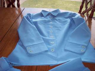 Vintage Womens Baby Blue Polyester Pantsuit Pant suit M Rockabilly 