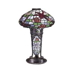   TA100644 Dragonfly Accent Lamp, Antique Bronze and Art Glass Shade