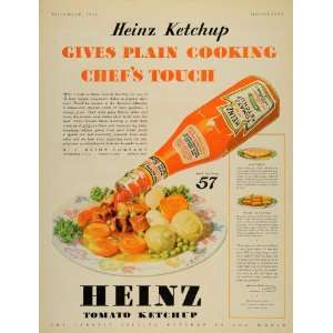  1932 Ad H J Heinz Tomato Ketchup Chef Sauce Pittsburgh 