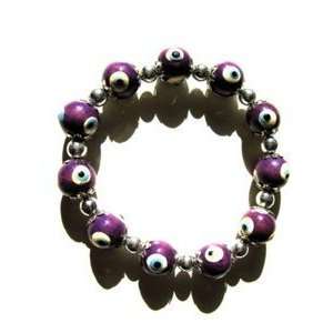  Strech Bracelet Purple Evil Eye Beads Jewelry