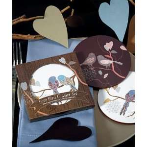  Love Birds Cork Back Coaster Set in Gift Packaging 