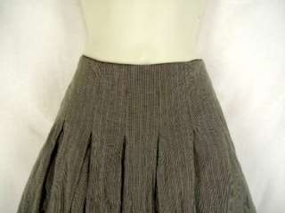 Cabi Brown Pinstripe Cotton Pleated Aline Skirt 0 #202  