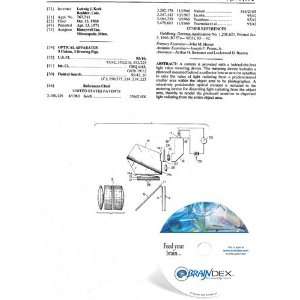  NEW Patent CD for OPTICAL APPARATUS 