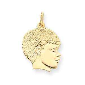  Boys Head Charm in 14k Yellow Gold: Jewelry