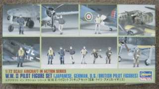 Hasegawa 1/72 WW11 Pilot Figure Set Japanese, German, U.S./British 