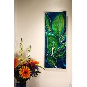 Modern Leaves Painted on Metal Wall Art Decor, Design by Wilmos Kovacs