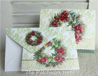 Carol Wilson Amaryllis Winter Wreath Embossed Note Cards Boxed Set 