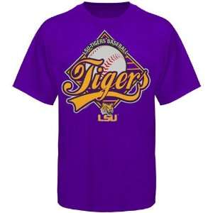  LSU Tigers Purple Baseball Graphic T shirt (Large): Sports 