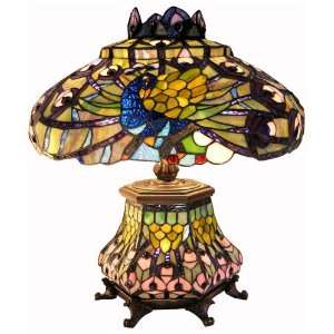  Peacock Tiffany Style Accent Table Lamp: Home Improvement