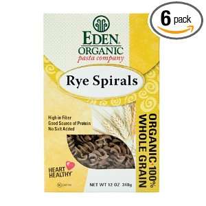 Eden Rye Spirals, Organic, 100% Whole Grain, 12 Ounce Boxes (Pack of 6 