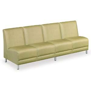  Armless Four Seat Sofa Designer Upholstery Denim Print 